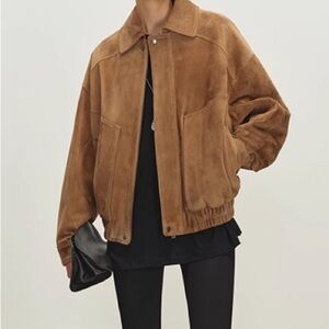 Women’s Brown suede Bomber Jacket